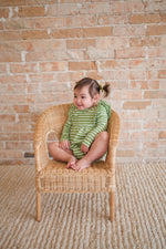 Load image into Gallery viewer, Leah Romper in Asparagus Stripe
