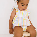 Amelia Romper in Pastel Stripe