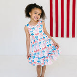 Lara Poplin Dress in Patriotic Bows
