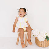 Amelia Romper in Pastel Stripe