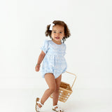 Quinn Poplin Romper in Blue Bunnies