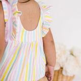 Amelia Romper in Pastel Stripe