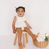 Amelia Romper in Pastel Stripe