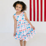 Lara Poplin Dress in Patriotic Bows