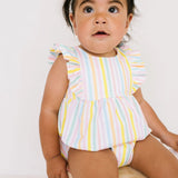 Amelia Romper in Pastel Stripe