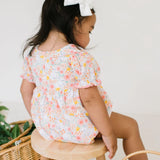 Quinn Poplin Romper in Bunny Field