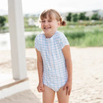 Load image into Gallery viewer, Zoey Swim in Blue Picnic | UPF 50

