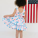 Lara Poplin Dress in Patriotic Bows