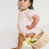 Quinn Poplin Romper in Bunny Field