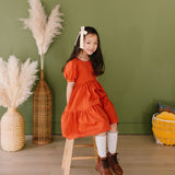 Puff Dress in Burnt Orange