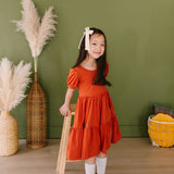 Puff Dress in Burnt Orange