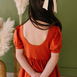 Puff Dress in Burnt Orange