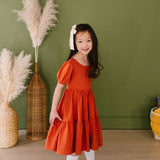 Puff Dress in Burnt Orange