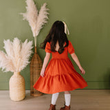 Puff Dress in Burnt Orange