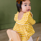 Leah Romper in Mustard Stripe