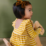 Leah Romper in Mustard Stripe