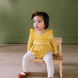 Leah Romper in Mustard Stripe