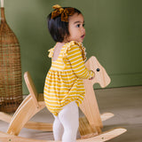 Leah Romper in Mustard Stripe