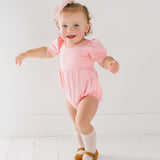 Puff Romper in Peony