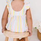 Amelia Romper in Pastel Stripe