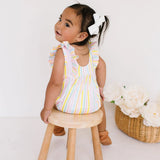 Amelia Romper in Pastel Stripe