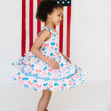 Lara Poplin Dress in Patriotic Bows