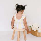 Amelia Romper in Pastel Stripe