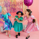 Puff Dress in Pink Lamè