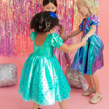 Diana Dress in Teal Confetti Lamè