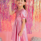 Puff Dress in Pink Lamè