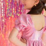 Puff Dress in Pink Lamè