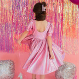 Puff Dress in Pink Lamè