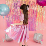 Puff Dress in Pink Lamè
