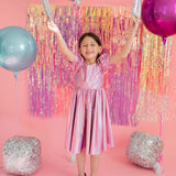 Puff Dress in Pink Lamè