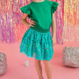 Confetti Tulle Skirt in Green