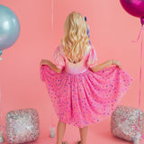 Diana Dress in Pink Confetti Lamè