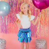 Ruffle Skort in Aqua Lamè