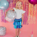 Ruffle Skort in Aqua Lamè