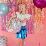 Ruffle Skort in Aqua Lamè