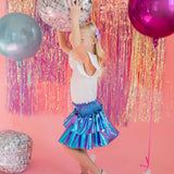 Ruffle Skort in Aqua Lamè
