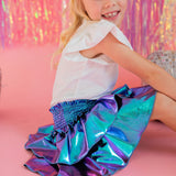 Ruffle Skort in Aqua Lamè