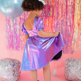 Puff Dress in Purple Lamè