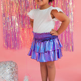 Ruffle Skort in Purple Lamè