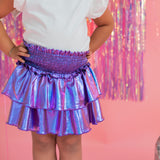 Ruffle Skort in Purple Lamè
