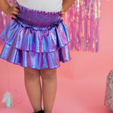 Ruffle Skort in Purple Lamè