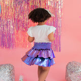 Ruffle Skort in Purple Lamè
