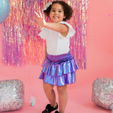 Ruffle Skort in Purple Lamè