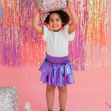 Ruffle Skort in Purple Lamè