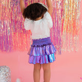 Ruffle Skort in Purple Lamè