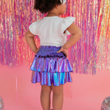 Ruffle Skort in Purple Lamè